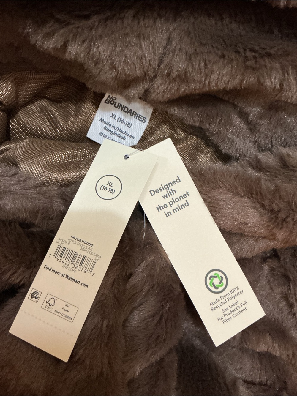 No Boundaries Plush Faux Fur Leopard Star Hoodie XL (16-18) Cozy chocolate Brown - Picture 5 of 12